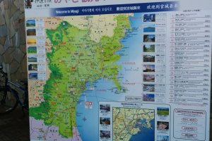 A giant map of the area, including nearby Matsushima where ferries service.&nbsp;