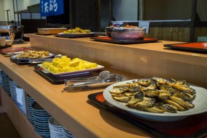 Breakfast spread of Japanese cuisine