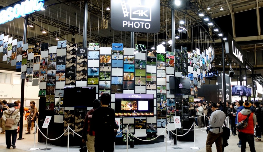 Panasonic had a huge display of printed photos as well as small TV screens to showcase the details in their new 4K technology cameras.&nbsp;