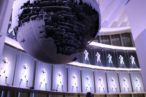 Death Star exhibit at the entrance&nbsp;&copy; &amp; TM Lucasfilm Ltd.