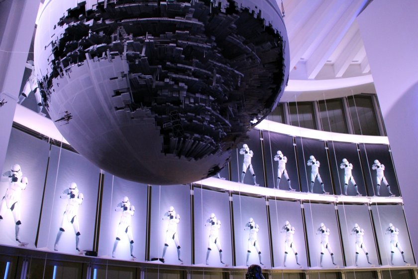 Death Star exhibit at the entrance © & TM Lucasfilm Ltd.