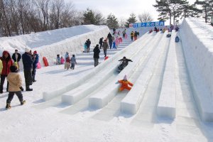 The slides are made with frozen lake water
