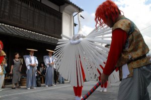 Heron Dance, with sake brewery in the background