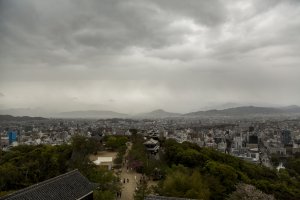 A bird's eye view from the top of Matsuyama Castle