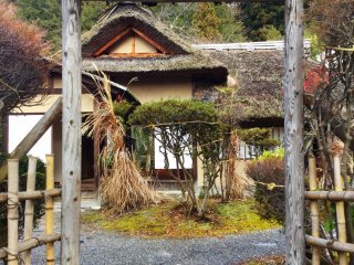 The rustic tea house in the garden