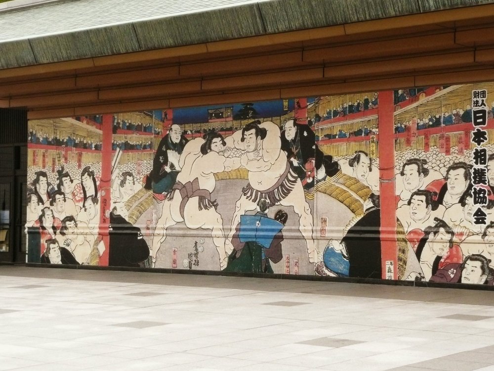 A sumo themed painting near Kokugikan