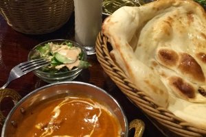 Curry set comes with naan (or rice) and salad.