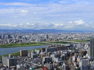 The great view of Osaka City and Yodo River