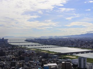 The view of Yodo River and Osaka Bay