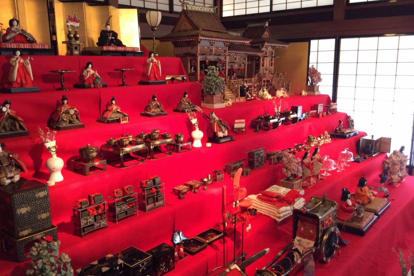 Hina Dolls on display in Toyama Memorial Museum.