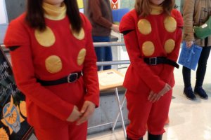 Staff are decked out in superhero outfits, right out of Ishinomori's comic Cyborg009!