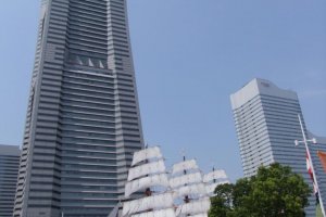 The Nippon Maru docked in front of the Landmark Tower