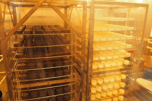 On the first floor, you can look at the production line of Camembert Cheese.&nbsp;