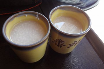 Very tasty amazake, a sweet, hot alcohol drink made from fermented rice.