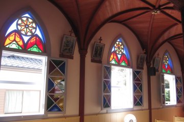 <p>Stained-glass windows of Ekukuro Church</p>