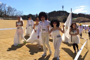 <p>There were so many unique costumes at the The Color Run. This was a group in their wedding attire!</p>
