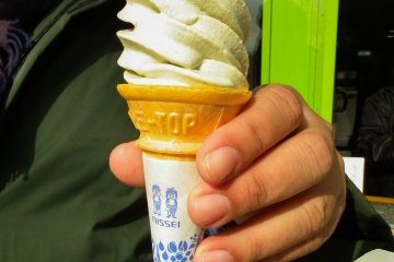 <p>ไอศกรีมวาซาบิ หนึ่งในผลิตภัณฑ์ของไร่</p>