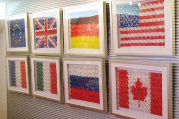 National flags made out of origami cranes