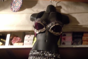 <p>Dozens of belly dancing costumes are on display, and for sale in this small, one room eatery. I wish we could have caught the belly dancing show which is held from 8 p.m. daily.</p>