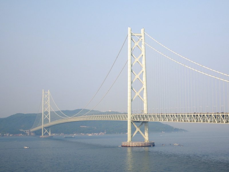 <p>The view of the Great Akashi Strait Bridge in the morning</p>
