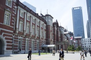 Outside the beautiful Tokyo Station, successfully preserved in 2012