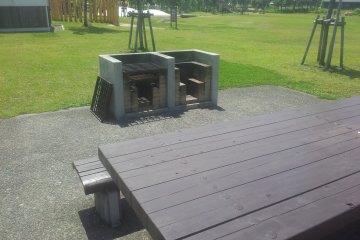<p>Full equipped BBQ area with seating</p>