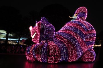 <p>Tokyo Disneyland&#39;s Electrical Parade:&nbsp;Cheshire Cat from Alice in Wonderland</p>