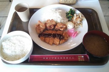 <p>A simple but delicious meal, and healthier than the fried foods suggest. The miso sauce on the katsu was fruity and moreish.</p>