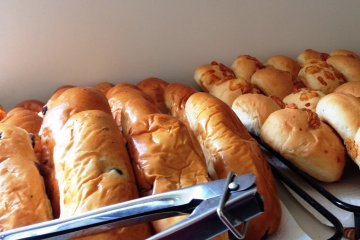 <p>Gourmet bread selection at Piece Hostel Kyoto just 10 mins walk from Kyoto Station</p>