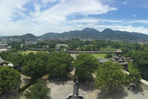 A view from Kumamoto Castle looking&nbsp;towards Mt. Aso.