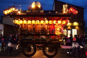 Beautifully lit and colored Yatai at the 2014 festival