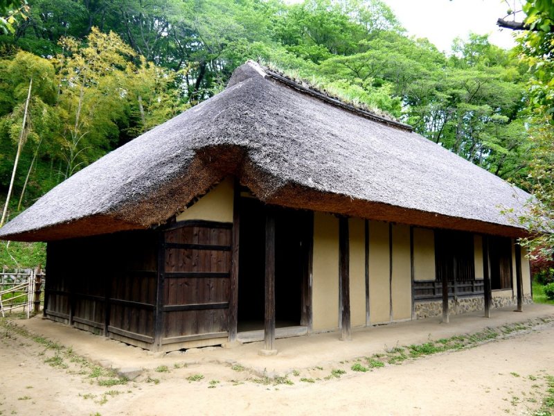 <p>The thatched roof looks almost too heavy and solid for the wood and plaster walls</p>