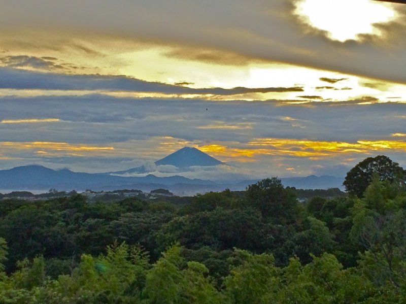 <p>An amazing view of Mt. Fuji at sunset on a warm summer evening</p>