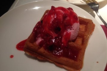 <p>Strawberry waffles</p>