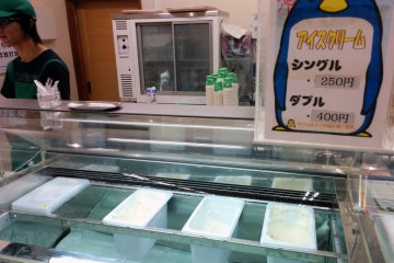 <p>The ice cream counter is not very colorful but does serve up fresh milk soft serve ice cream and an addictive cheese drink</p>