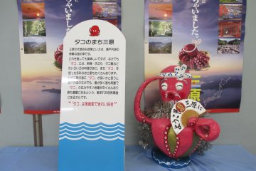 <p>A display discusses Mihara&#39;s history with octopuses</p>