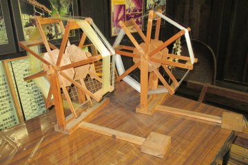 <p>A silk spinning wheel inside the farmhouse from Hyuga Shiiba in Miyazaki Prefecture</p>