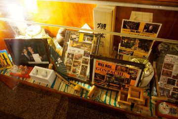 <p>Kill Bill memorabilia by the entrance</p>