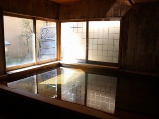 An inside hot spring is ready for customers year round