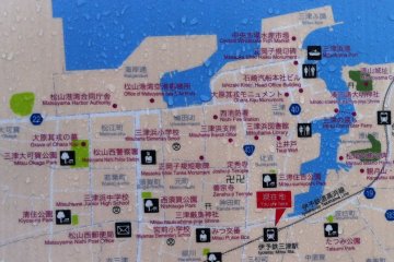 The map at Mitsu Station (with raindrops)
