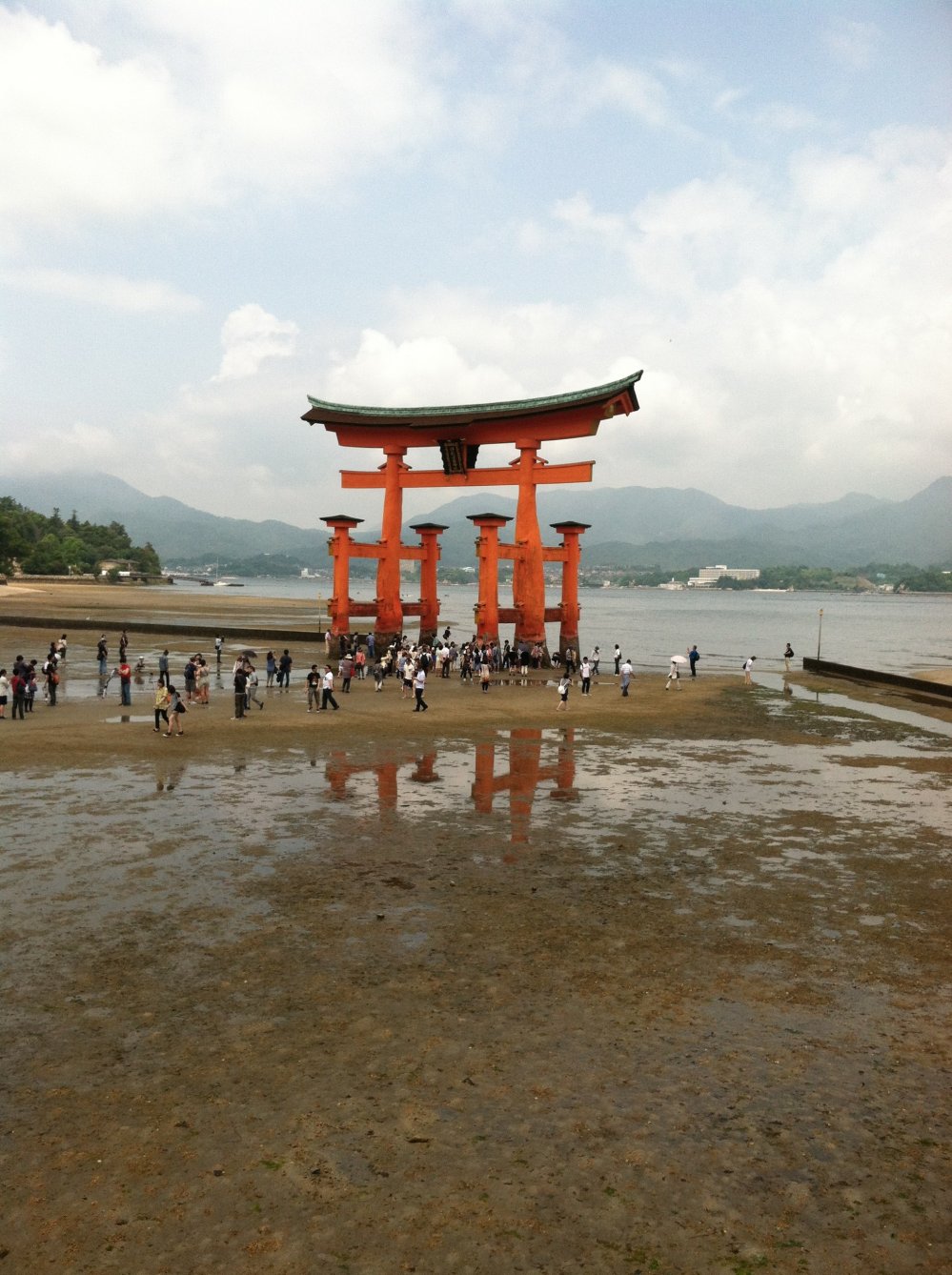 Miyajima&#39;s&nbsp;famous torii is visible behind the stage