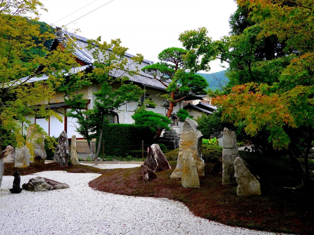 Rock sentinels in the kare-san-sui garden