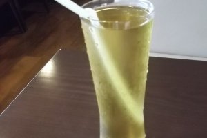 My impressively large apple juice. Note to other restaurants: no ice means full to the brim, please