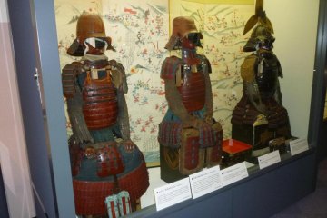 Some of the many suits of samurai armor on display