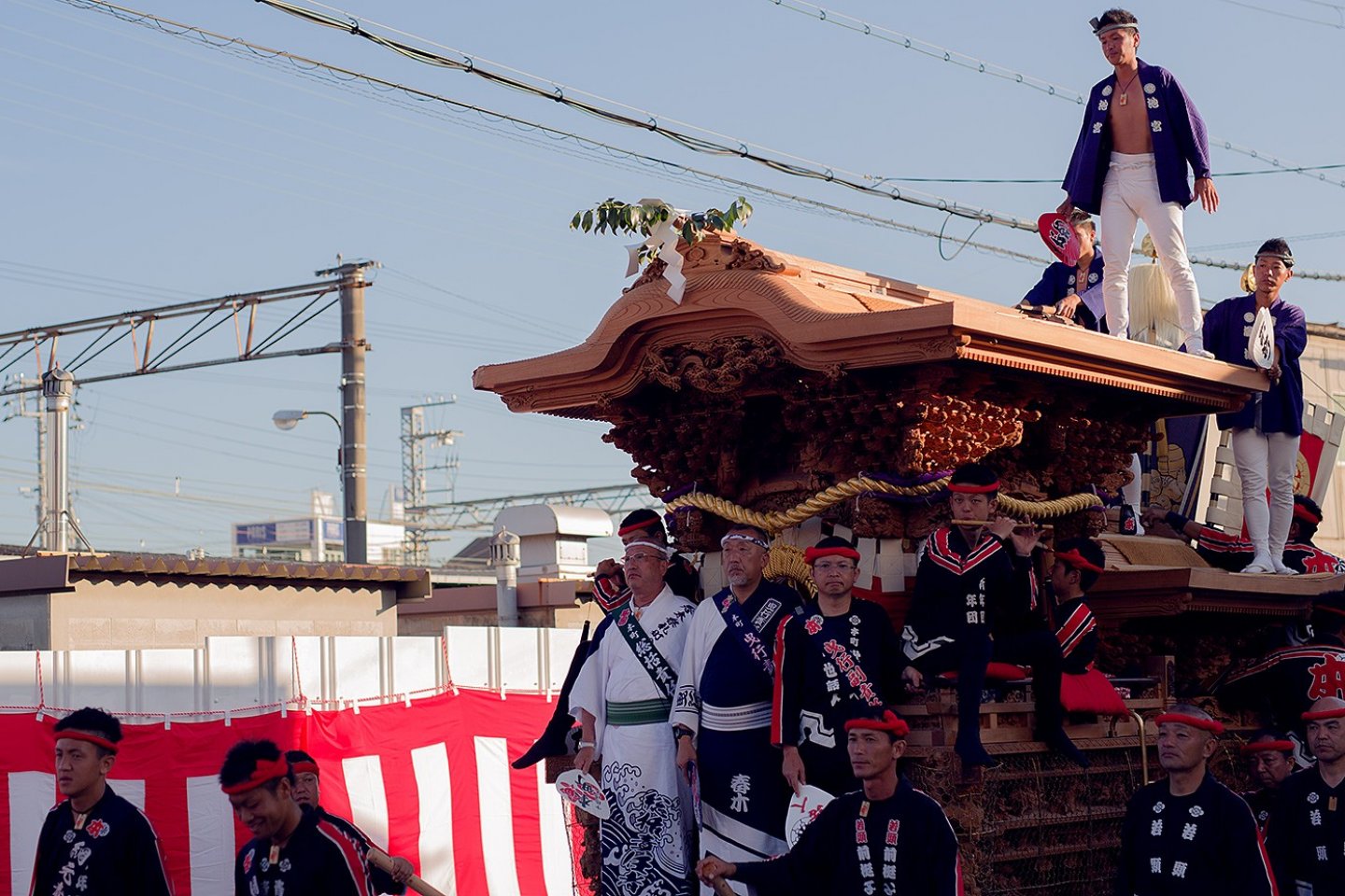Neighbourhood teams pull their danjiri (floats) through the streets of Kishiwada, vying for glory.