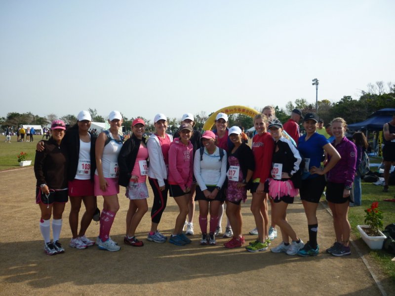 WOOT (Women on Okinawa Trails) members getting ready to race the half marathon