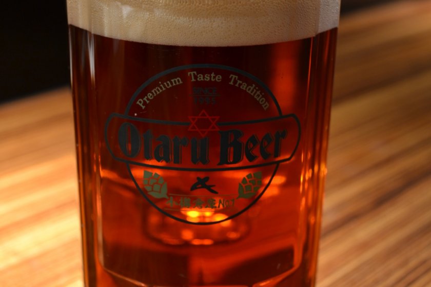 A 500ml glass of Dunkel at Otaru Beer\'s Leibspeise in Sapporo