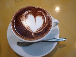 Cafe mocha from the hands of a coffee artist