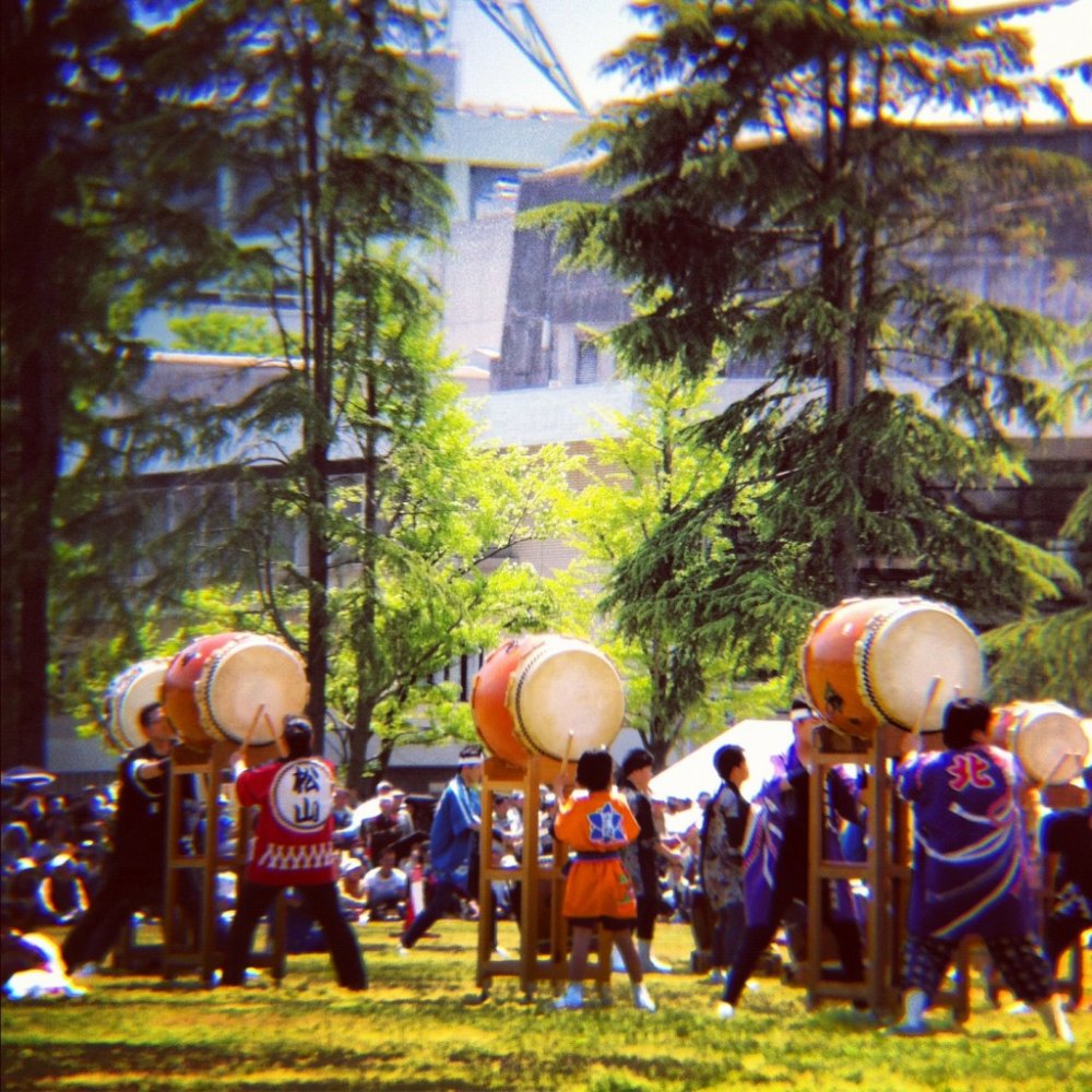 Throughout the event, a massed group of drummers lays down a countless variety of rhythms.