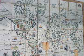 <p>A strange but beautiful world map, echoing Portuguese and Spanish colonial history</p>